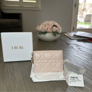 Lady Dior Small Lambskin Rose Pudre Wallet